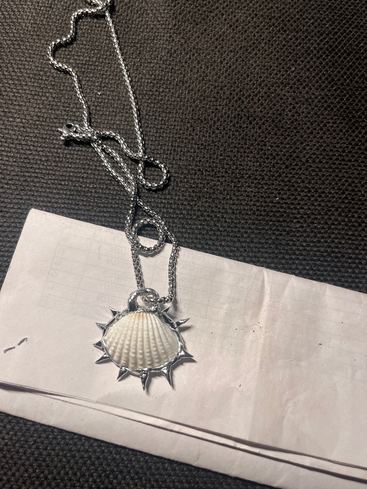 Spiked white sea shell